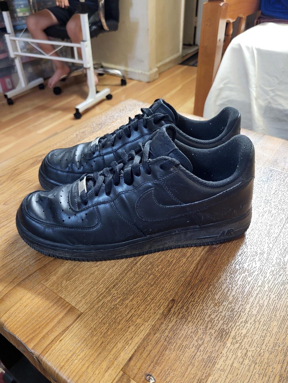 Nike Air Force 1 Low Black Men's Shoes Size 10.5 Triple Black Casual Sneaker